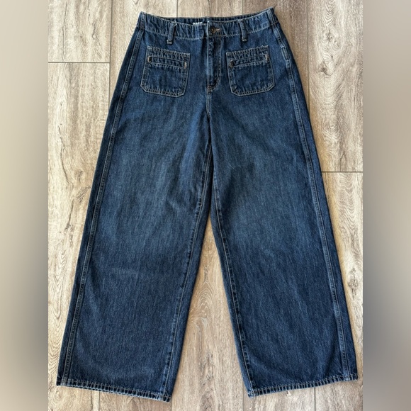 Old Navy Denim - Old Navy Women’s Size 6 High-Rise Baggy Wide Leg Jeans Dark Wash Drapey Denim